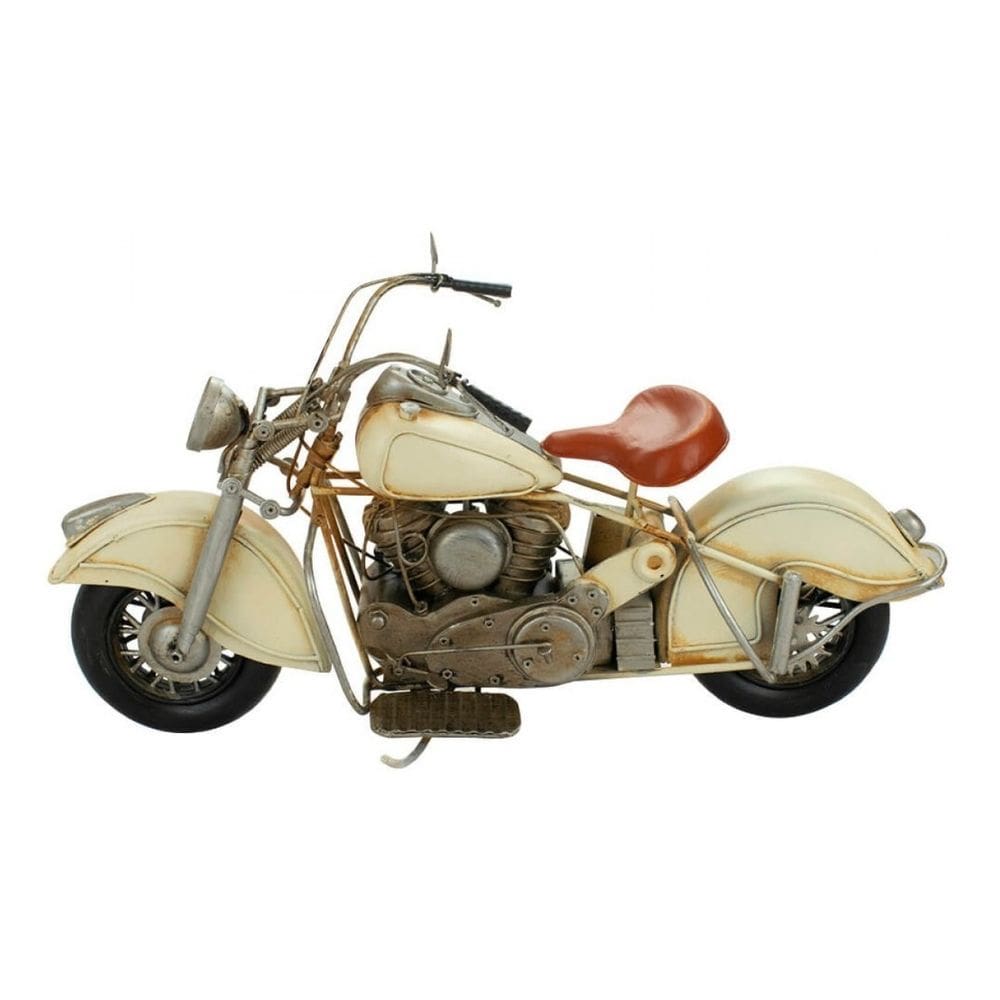Enfeite Decoração Retrô Miniatura Motocicleta Branca 35cm
