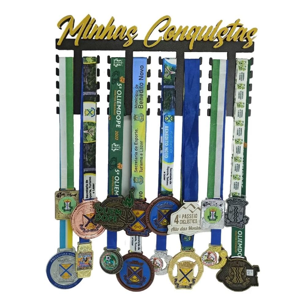 Quadro Porta Medalhas Grande 30 Medalhes Expositor Minhas