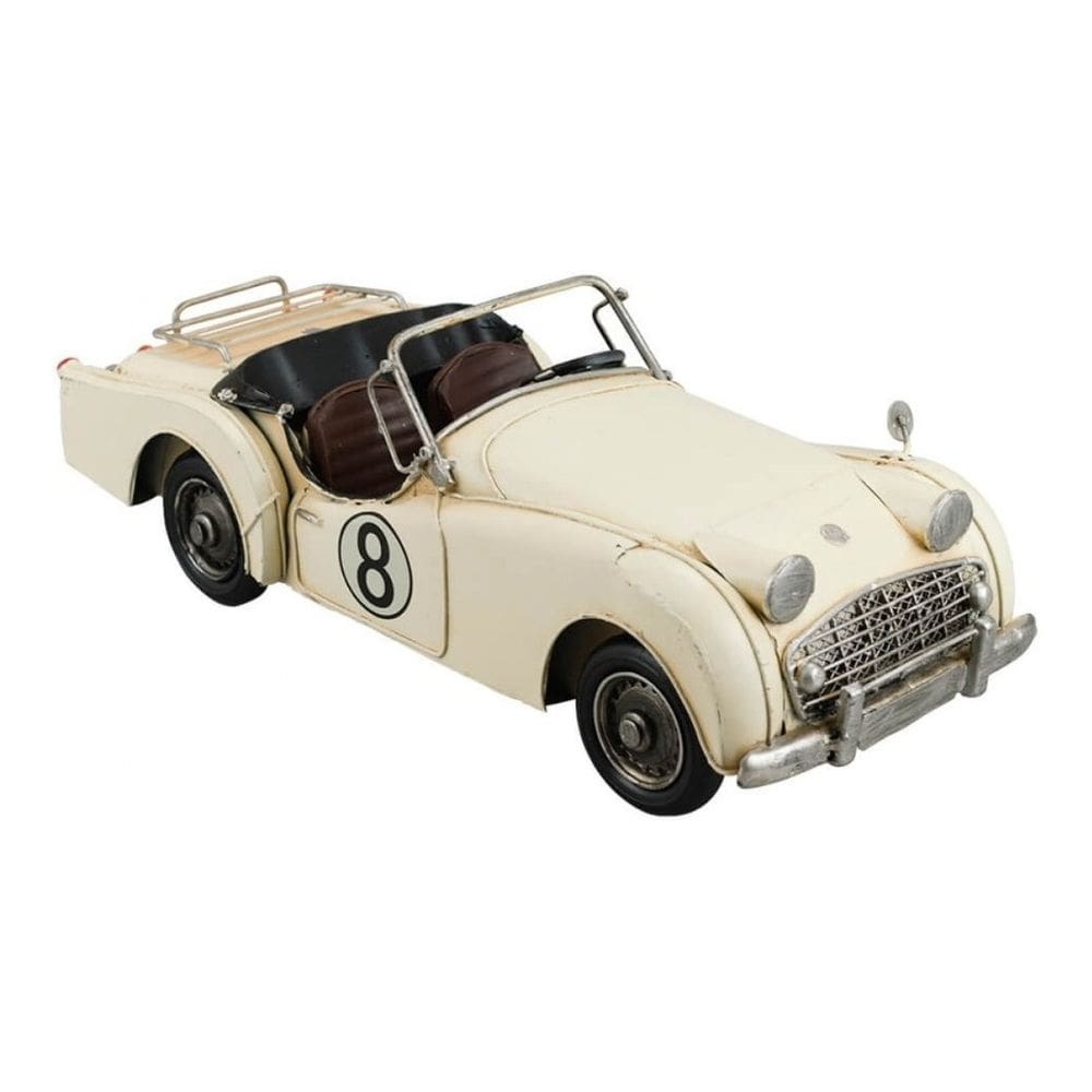 Enfeite Retrô Miniatura Carro Branco Antigo Conversível