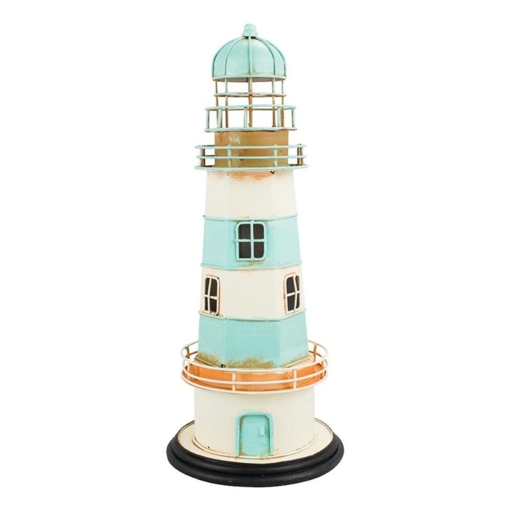 Enfeite Miniatura Farol Azul Cofre Porta Moeda Retrô - 31cm
