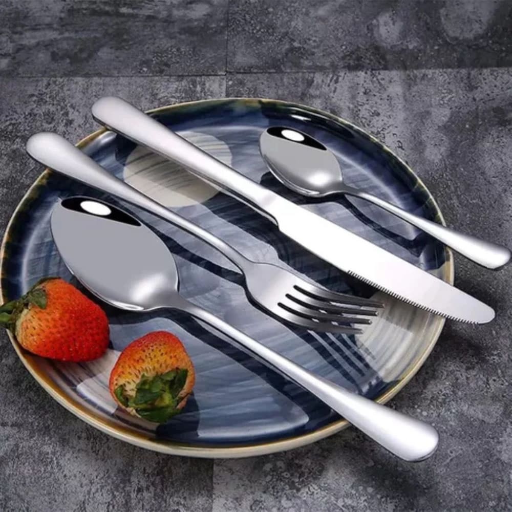 Faqueiro 24 Peças de Aço Inox Prata com maleta