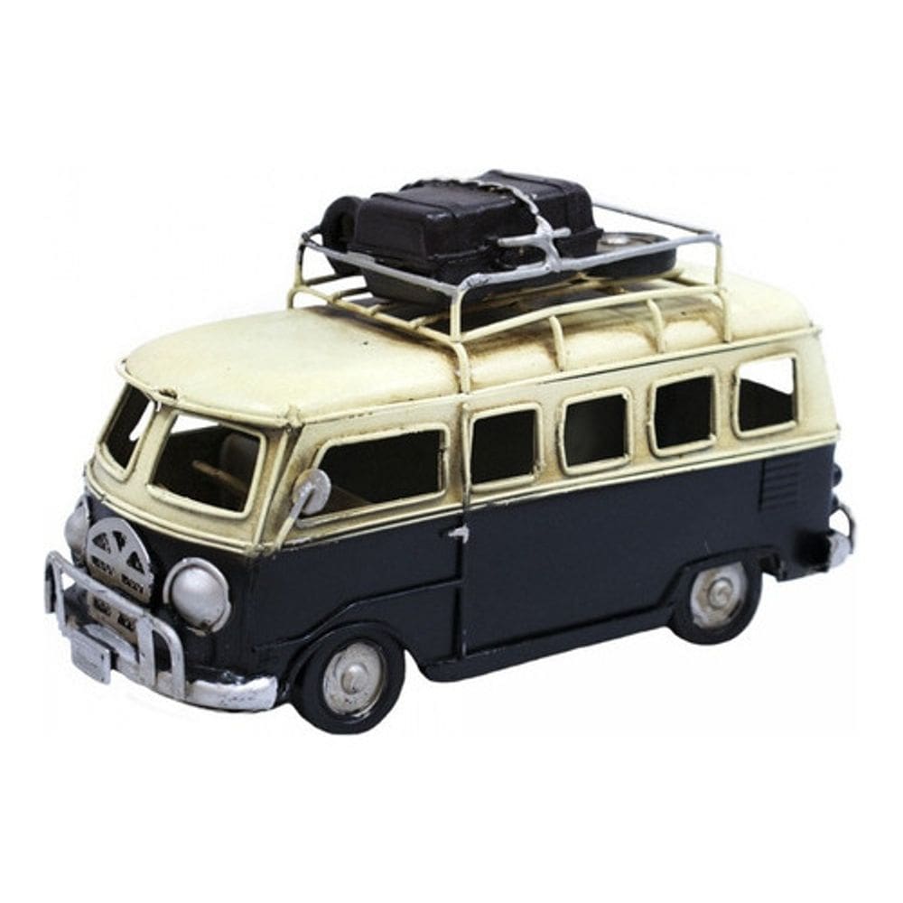 Enfeite Retrô Vintage Kombi Preta Com Bagagens 17cm