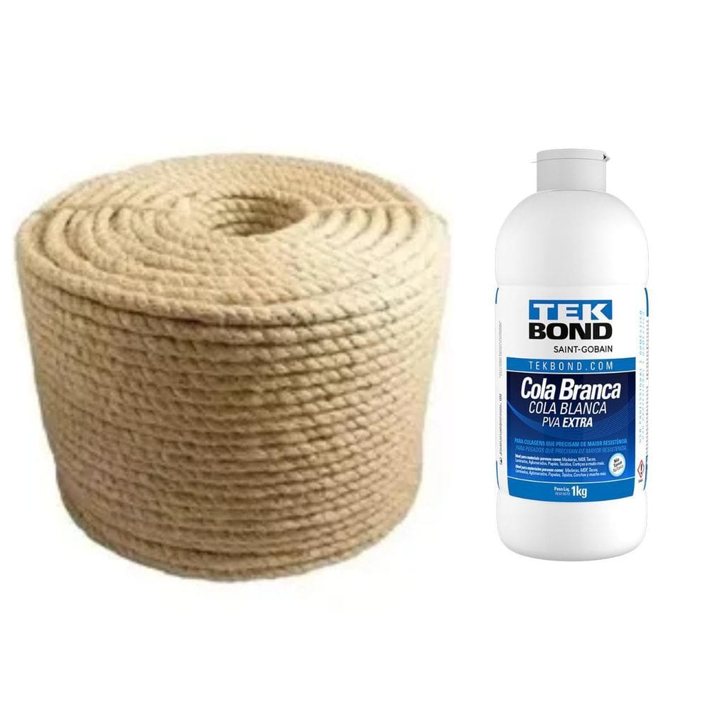 Corda Sisal Natural 6Mm Artesanato 40 Metros + Cola Branca