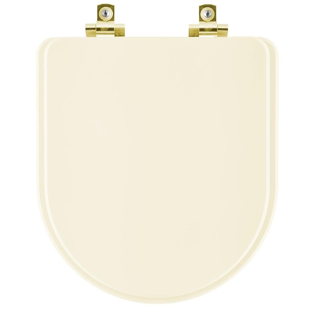 Assento Sanitário com Amortecedor Oxford Creme para vaso Deca com Ferragem Dourada