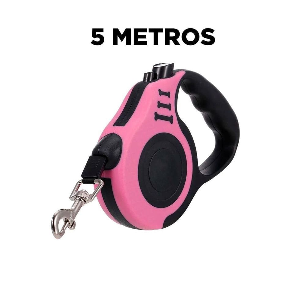 Guia Retrátil Pet 5 Metros Rosa