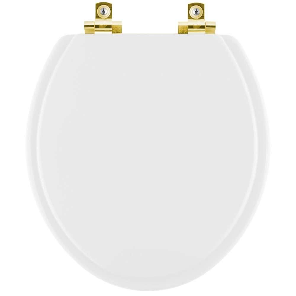 Assento Sanitário com Amortecedor Fiori Branco para vaso Fiori com Ferragem Dourada