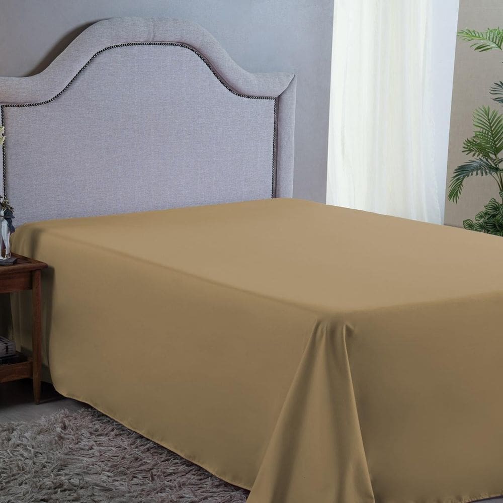 Lençol King Avulso Premium Micro Percal 400 Fios Bege Avelã