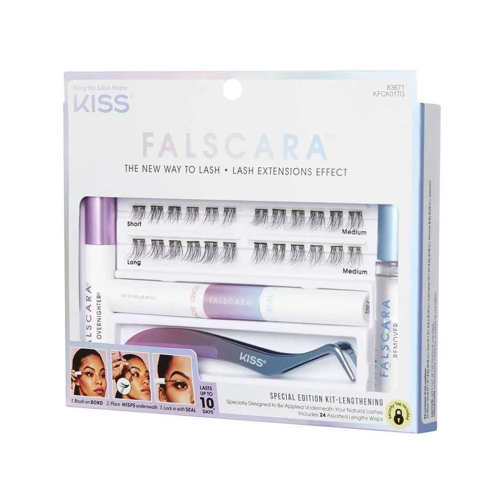 Kit Cílios Postiços Falscara Kiss NY - DIY com Aplicação Intuitiva - 24 Wisps Short, Medium, Long -