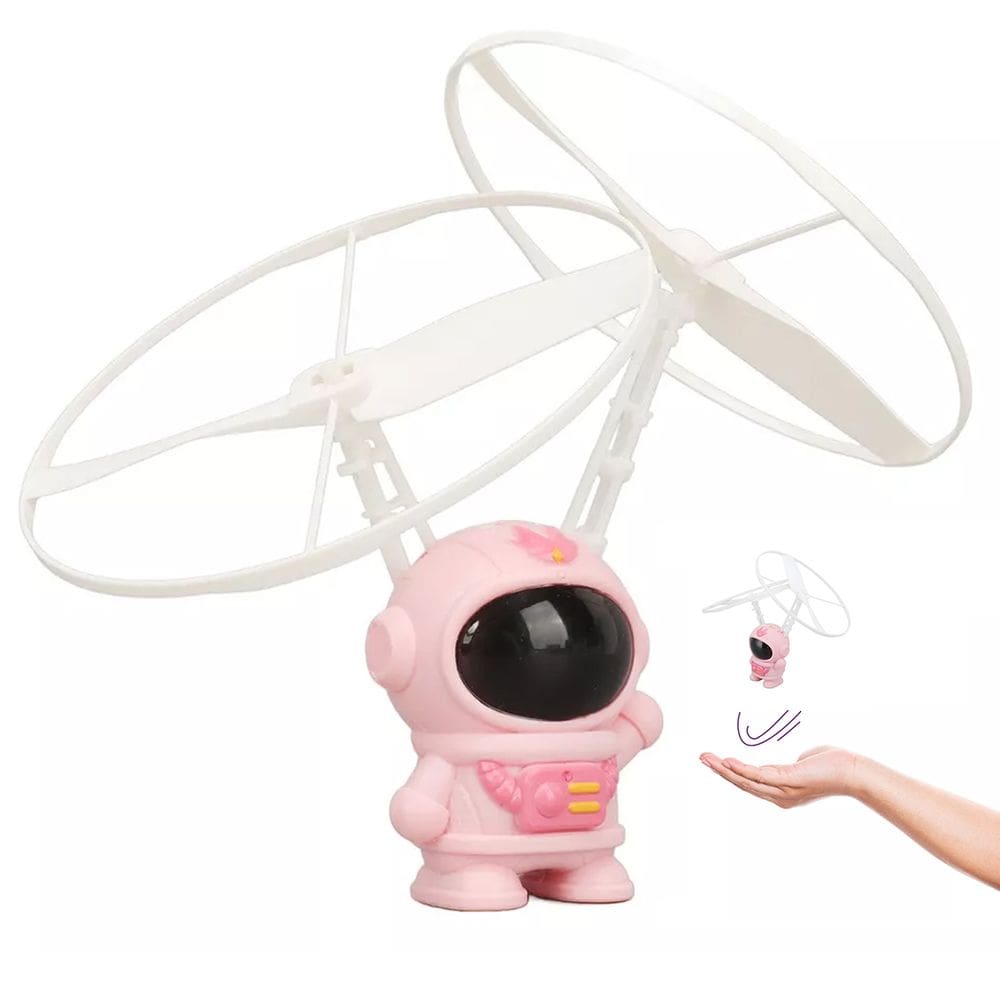 Mini Drone Astronauta Boomerang Helice Voador LED USB Bateria Recarregavel Sensor Movimento Diversao Criança Entretenimento