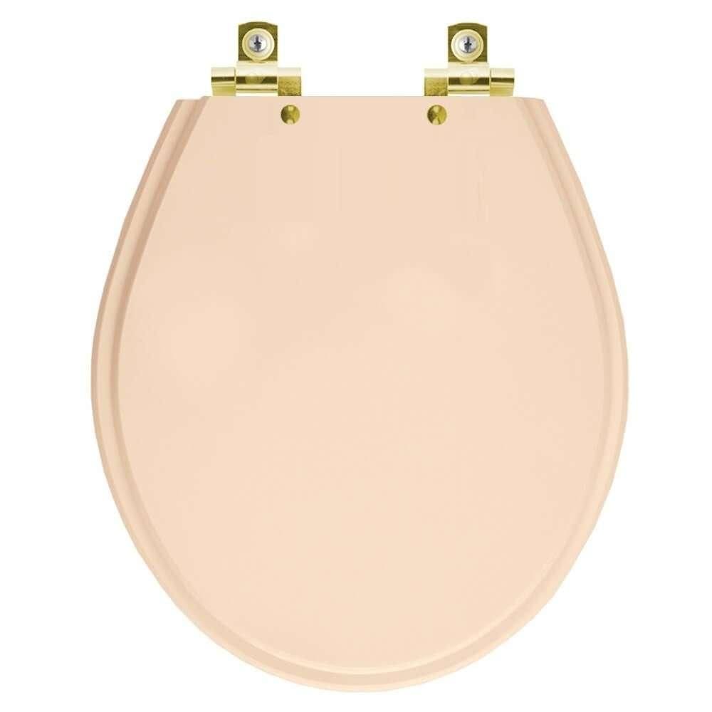 Assento Sanitário Soft Close Ravena Rosa Floral para vaso Deca com Ferragem Dourada
