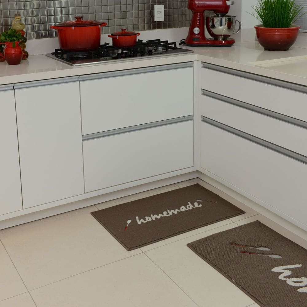 Tapete De Cozinha Bordado Vizapi Homemade 50x80Cm Marrom Castor Q1