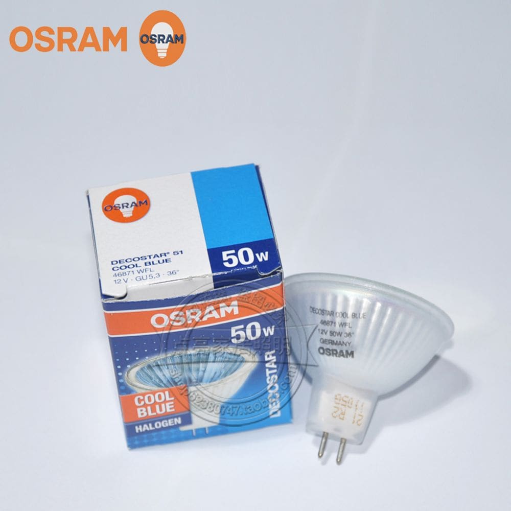 Lâmpada Dicroica 50W 12V 38G MR16 Decostar Cool Blue 46871 WFL Osram