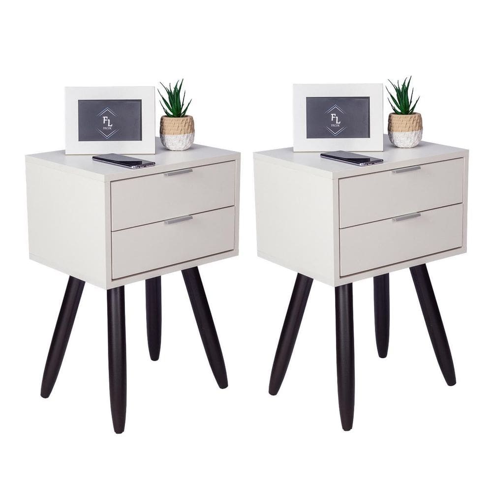 Kit Mesa Cabeceira Retro 30 Pé Palito Marrom Escuro Envio