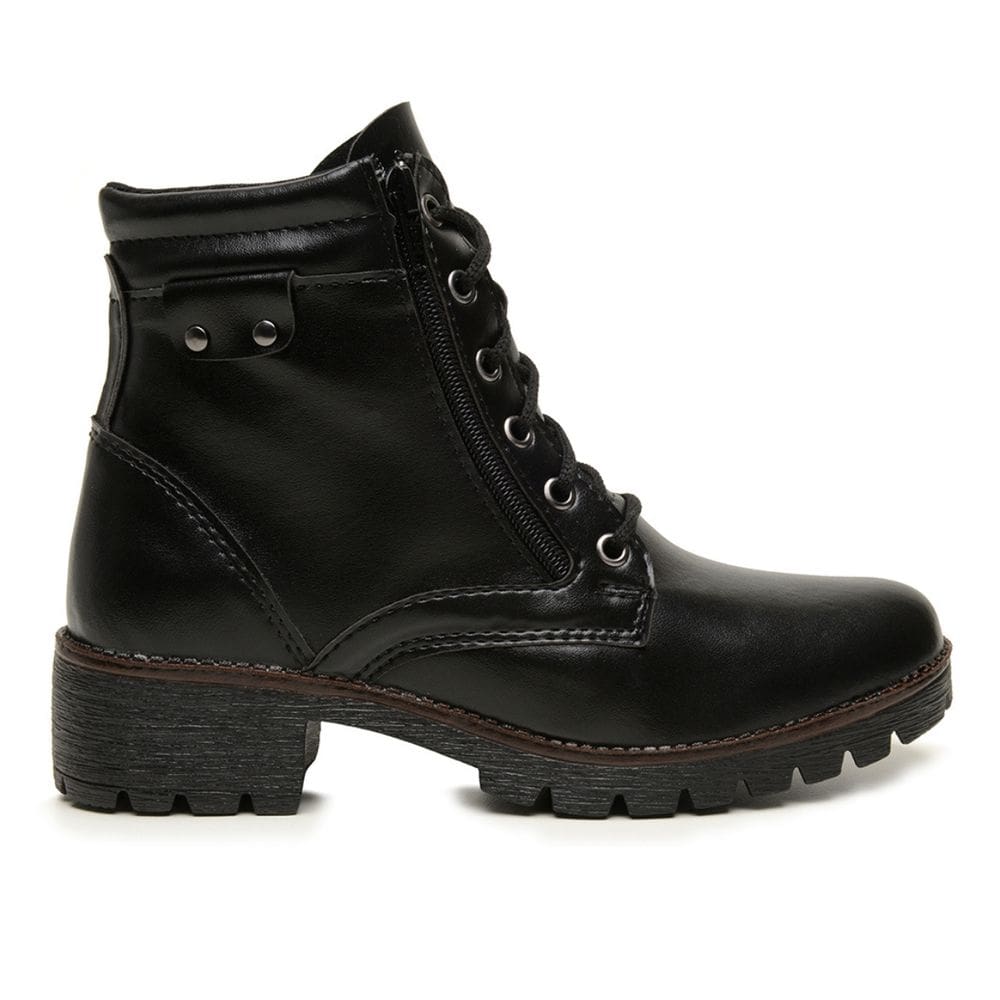 Bota Feminina Coturno Br2 Zíper Lateral Confortável Black