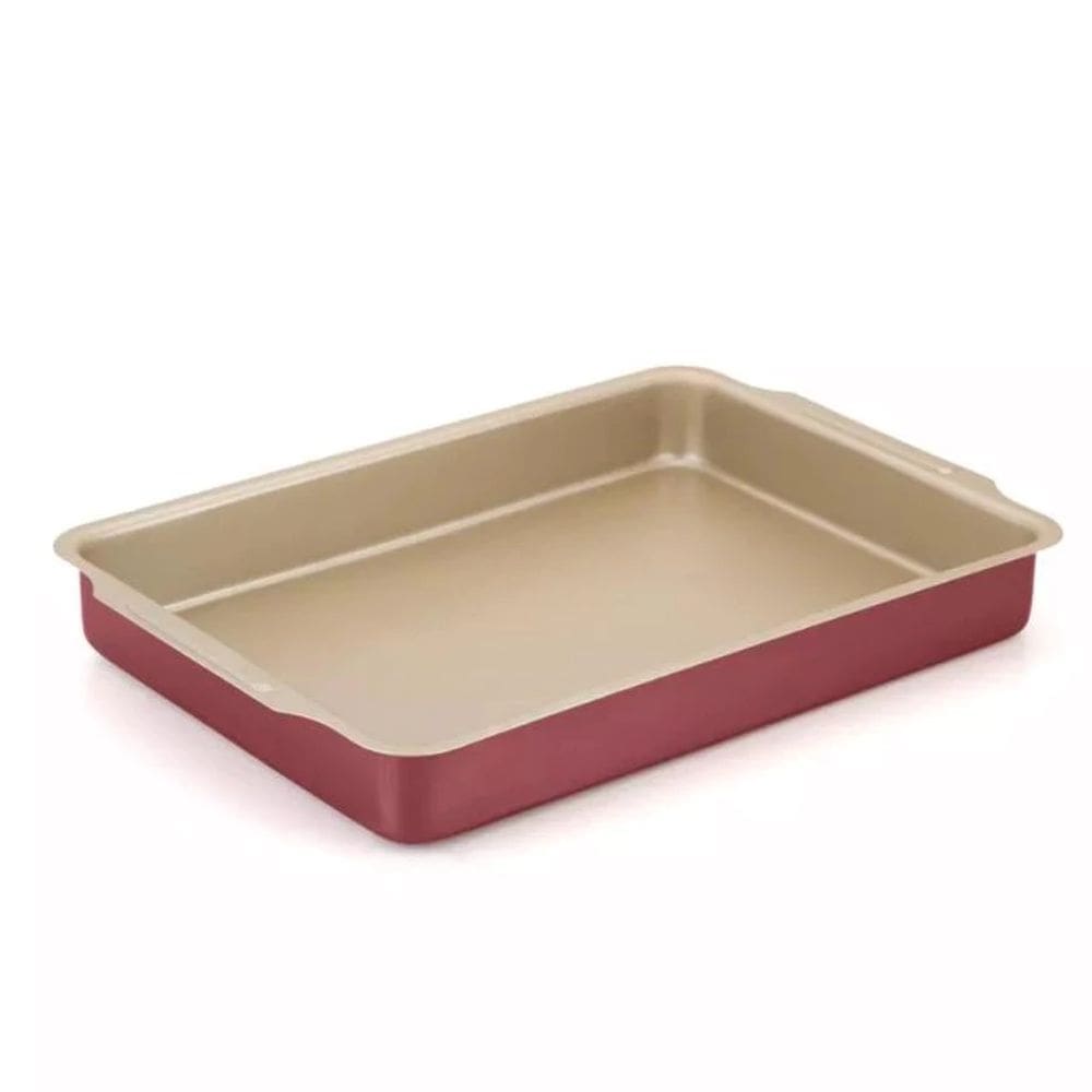 Assadeira Retangular Antiaderente Teflon Bege com Cereja Nº 04 44x30cm