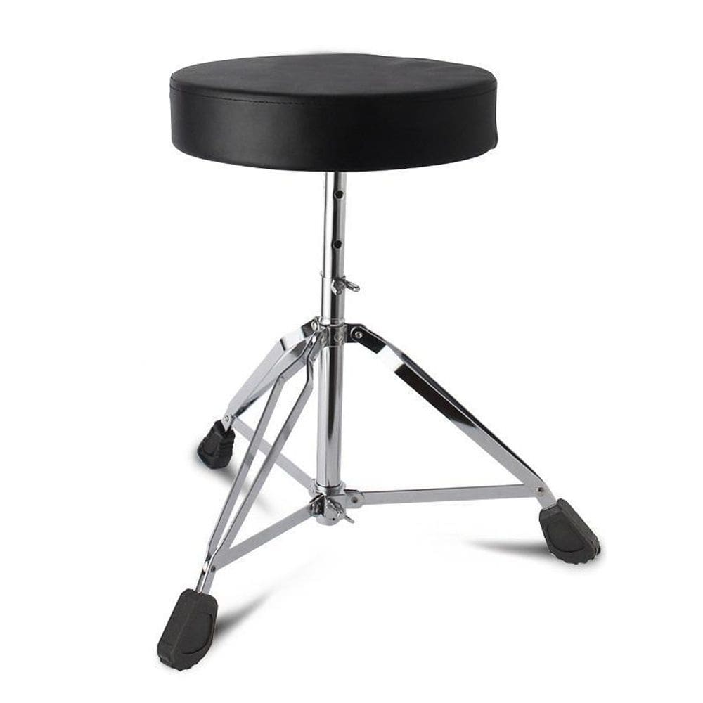 Banco Assento P/Bateria,Couro,Acolchoado,Ajustável,Cromado