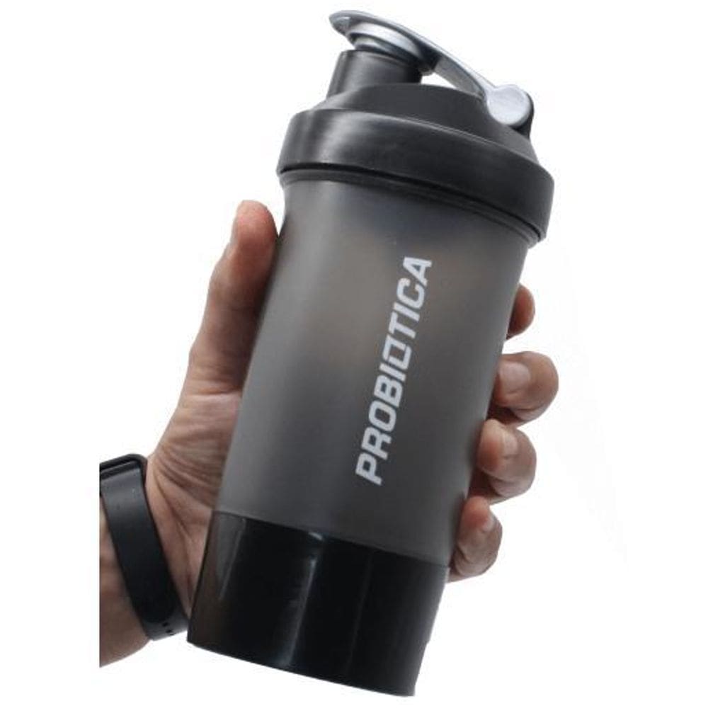 Coqueteleira Copo Treino Academia Com Porta Whey Preto 500Ml