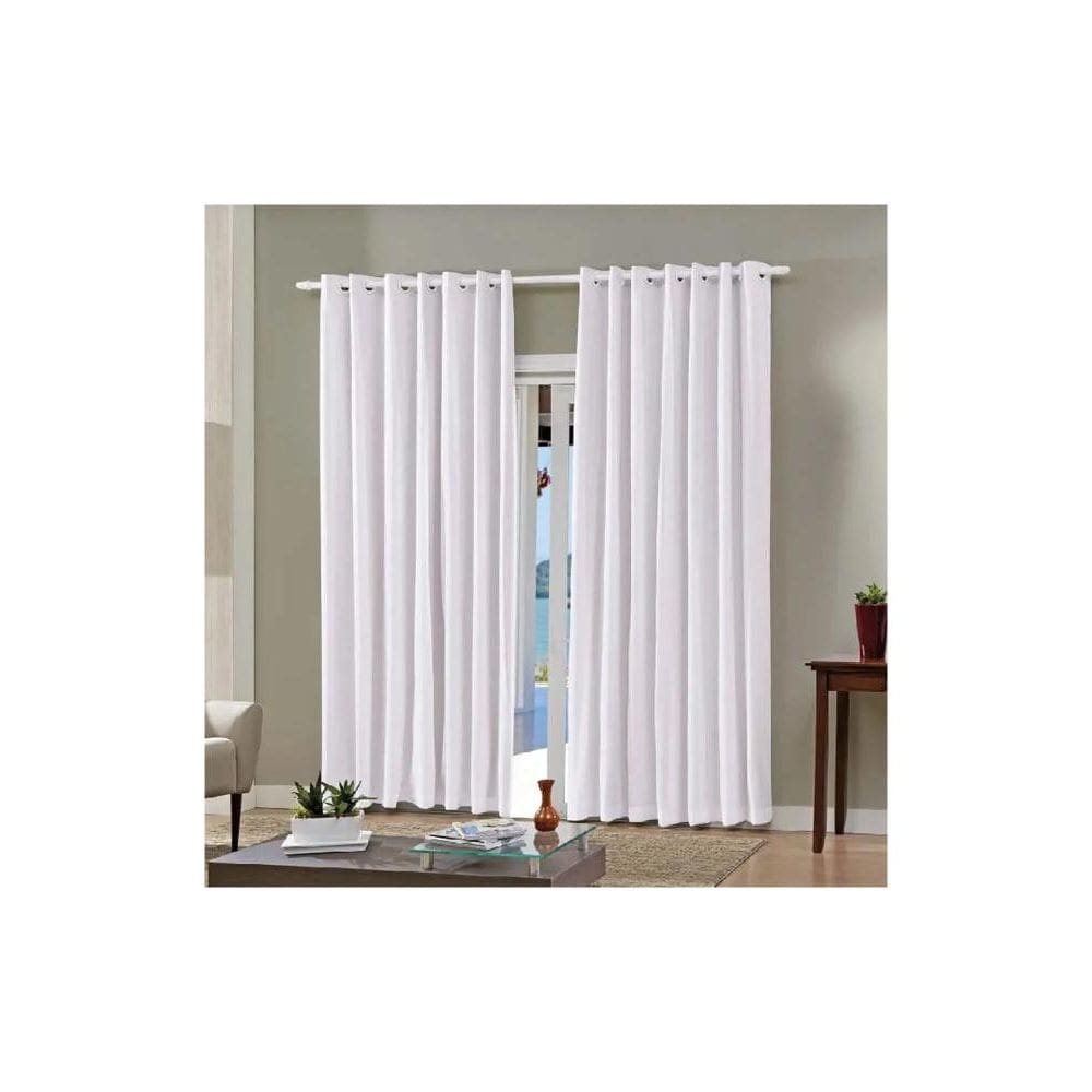 Cortina Bella Janela 240x250 cm Pratika Lisa Slim Corta Luz Branco