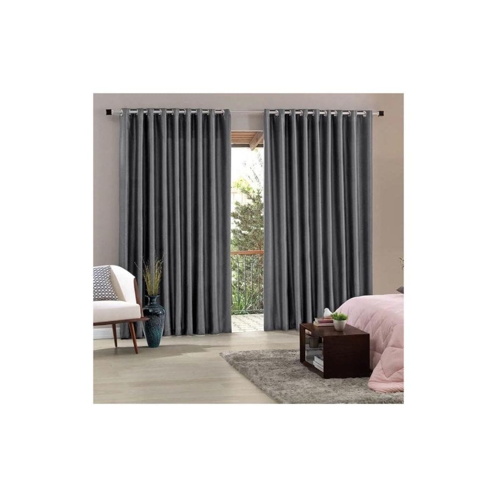 Cortina Bella Janela 420x230 cm Blend Tecido Corta Luz Cinza