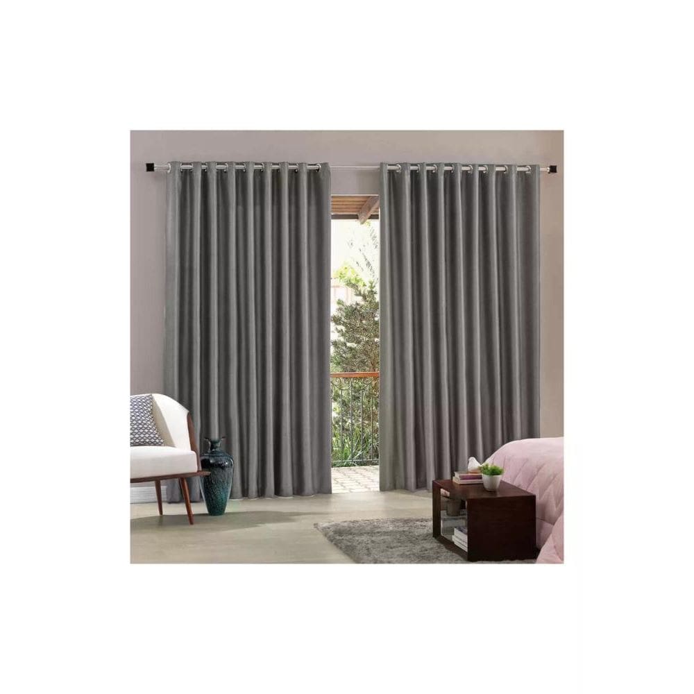 Cortina Bella Janela 300x230 cm Blend Tecido Corta Luz Latte