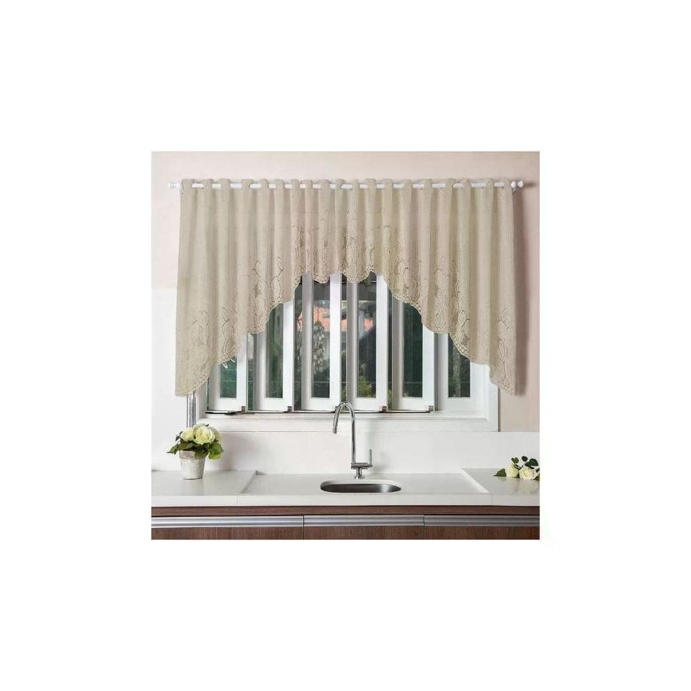 Cortina para Cozinha Donna Inter 300x100 cm Renda Cascata Tulipinha Desert