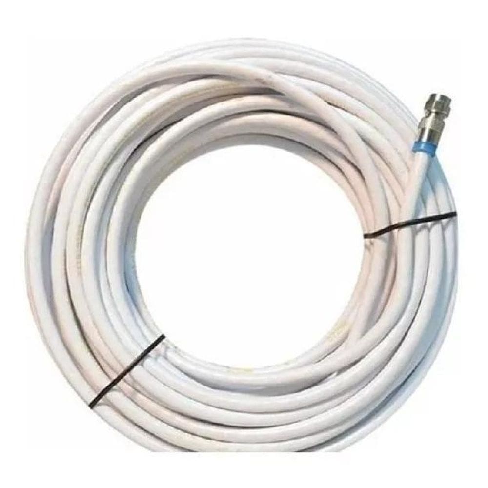 Cabo Rg6 Branco 10Mts Coaxial Antena Tv Crimpado Menor Valor