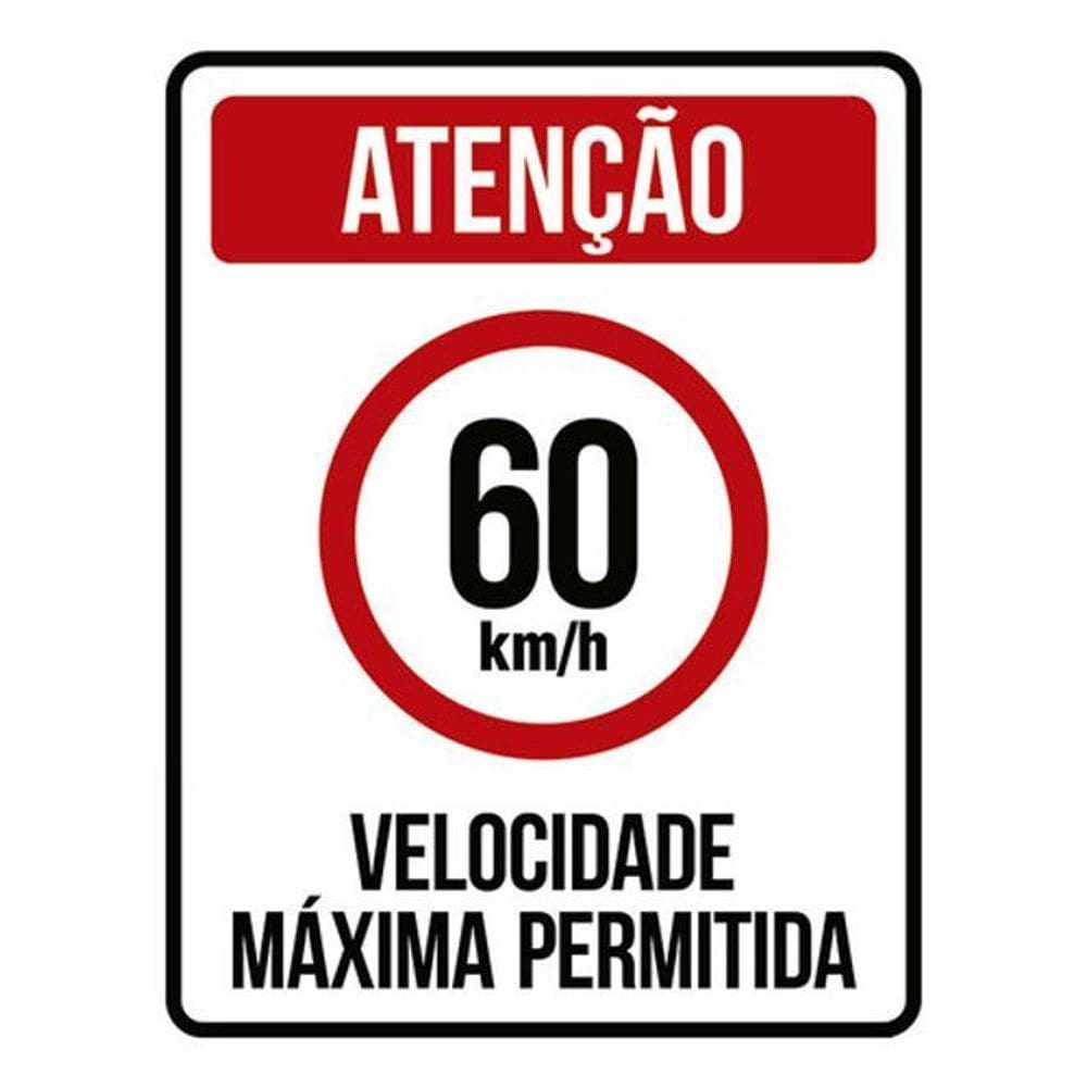 Kit 5 Placas Velocidade Máxima 60Km Máximo 36X46