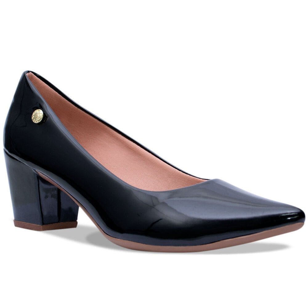 Scarpin Feminino Salto Grosso Verniz