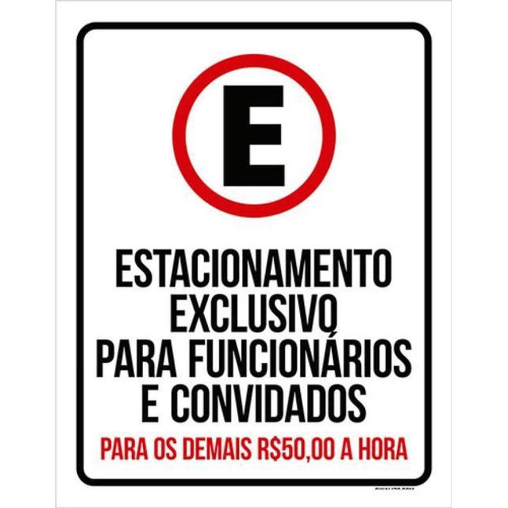 Kit 5 Placas Estacionamento Funcionários E Convidados 36X46