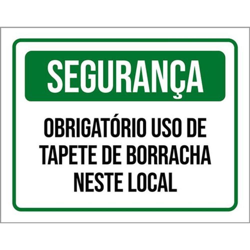 Kit 5 Placas De Segurança Obrigatório Tapete 36X46