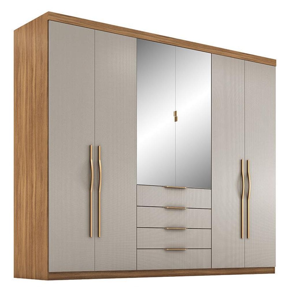 Guarda Roupa Casal Giardino 6 Portas 4 Gavetas com Espelho - Demóbile