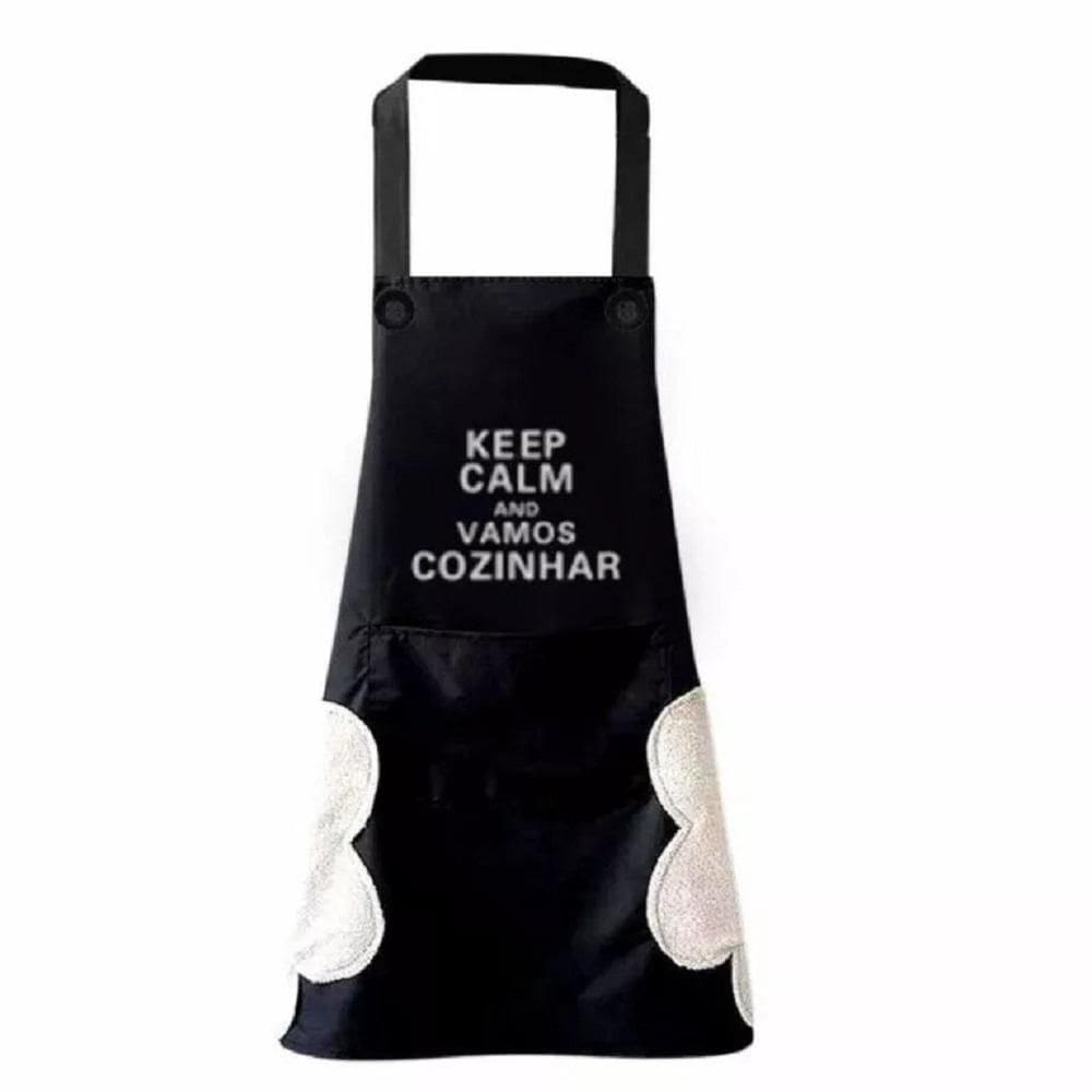 Avental Cozinha Seca Mãos Bolso Preto 68x70cm