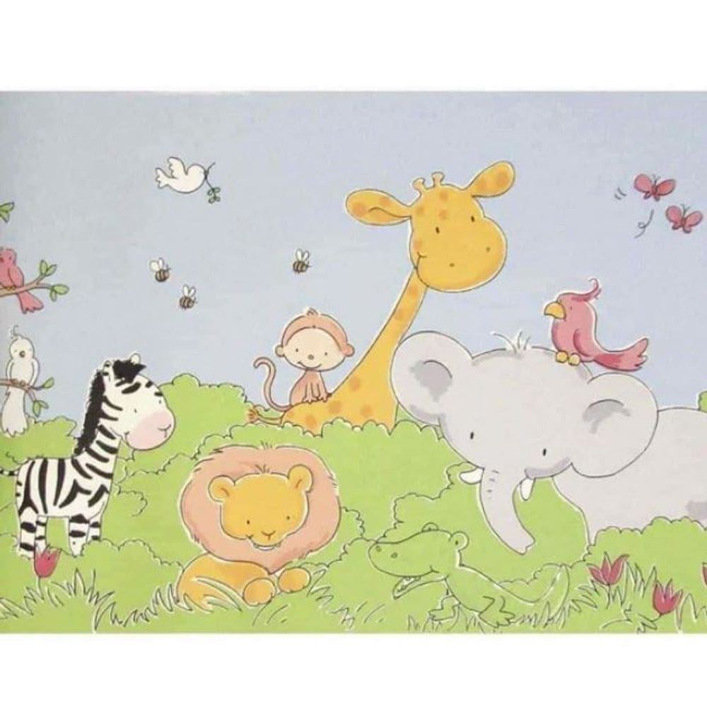 Faixa de Parede Safari Friends Infantil Colorido SF6929
