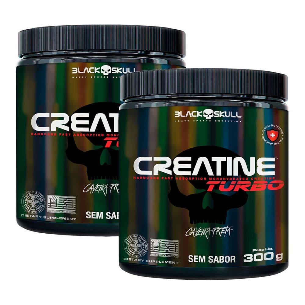 Kit 2 und Creatina Turbo Sem Sabor Black Skull 300g