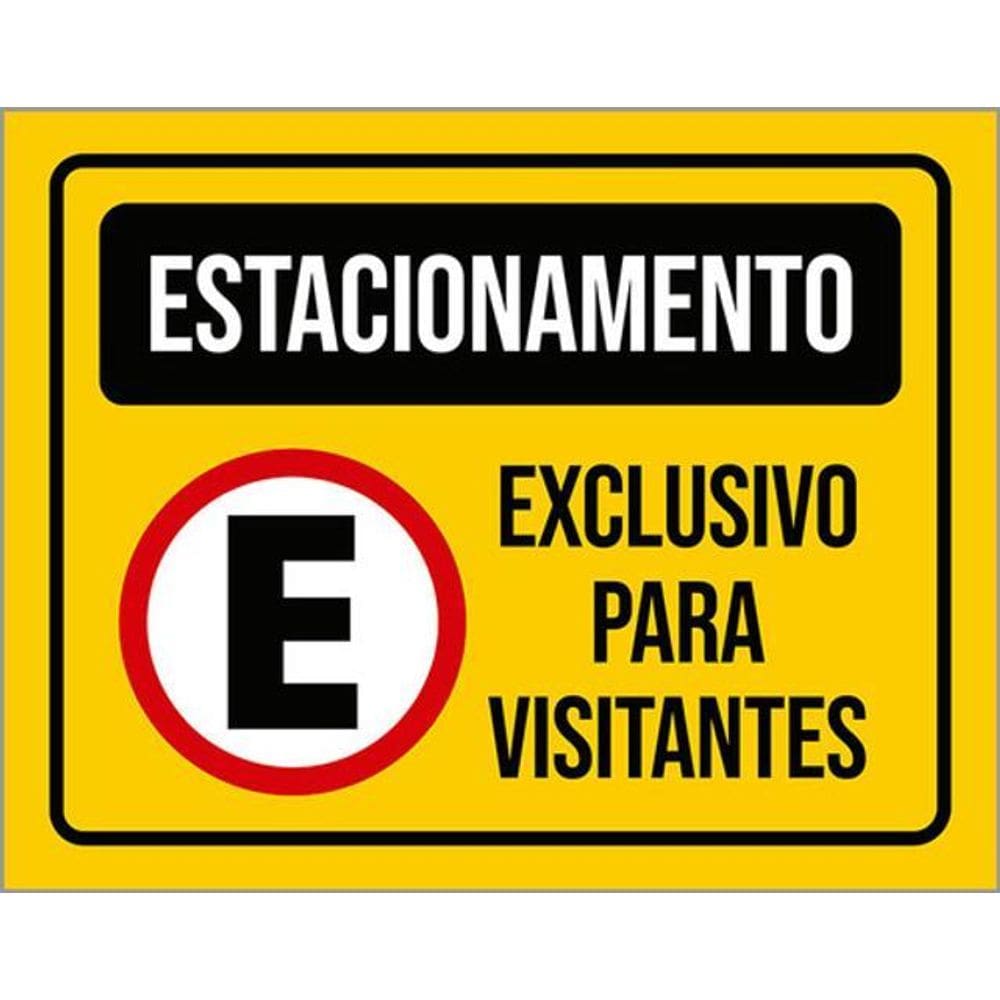 Kit 3 Placas Sinalização Estacionamento Exclusivo Visitantes