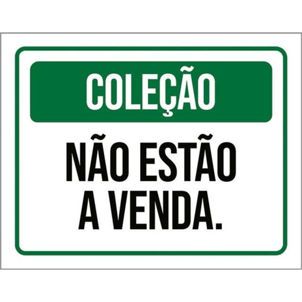 Kit 5 Placas Coleção Não Estão Venda Verde 36X46
