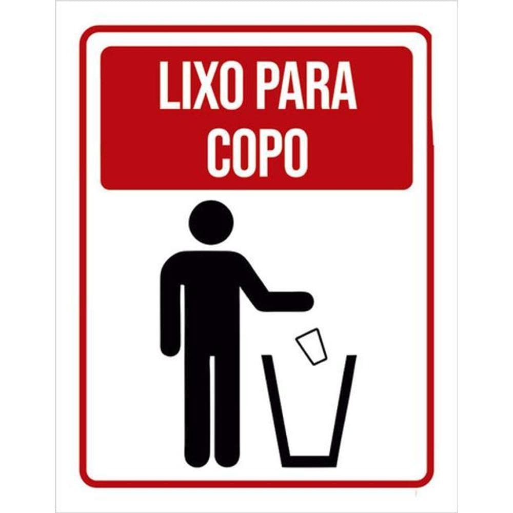 Kit 3 Placas Sinalização - Lixo Para Copo