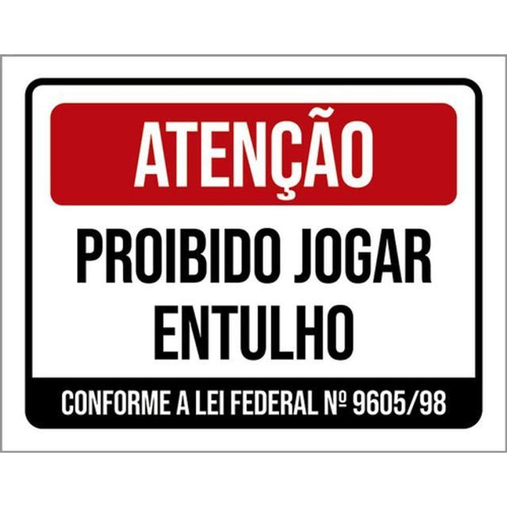 Kit 5 Placas De Atenção Proibido Jogar Entulho 36X46