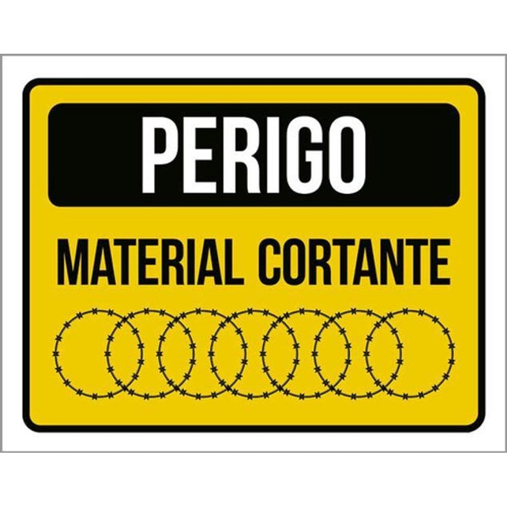 Kit 3 Placas Sinalização - Perigo Material Cortante