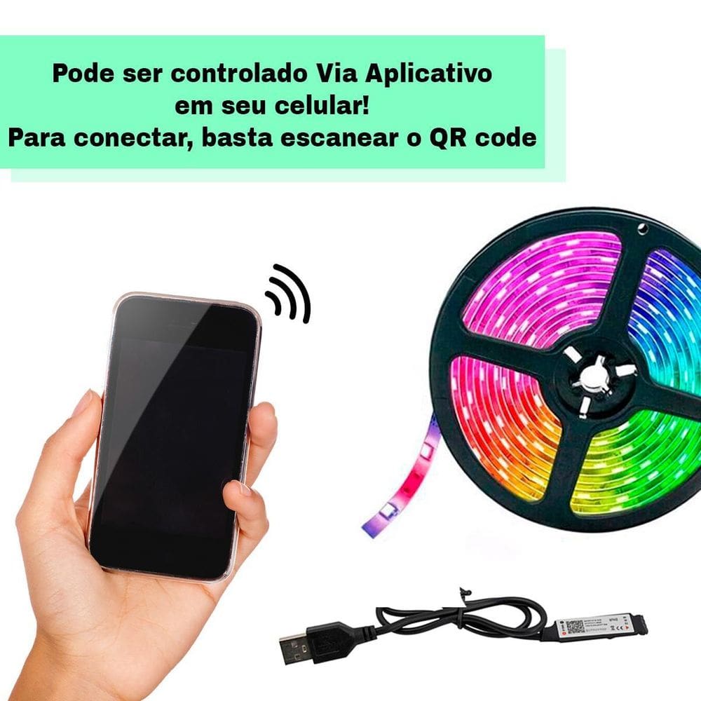 Fita LED RGB USB - Decoração Personalizada TV e Quarto