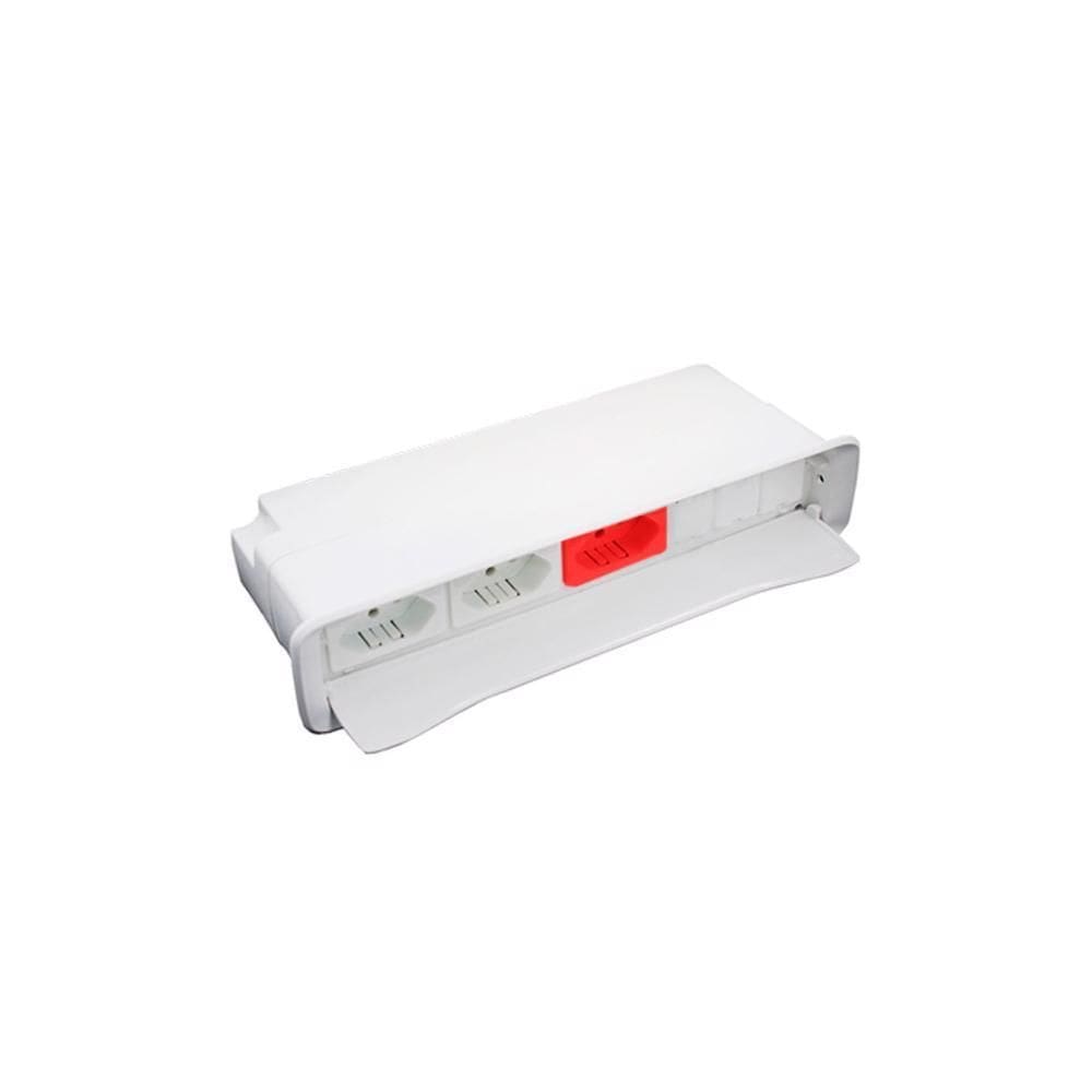Caixa De Embutir Mesa Móveis Com 3 Tomadas 20A Slim Branco