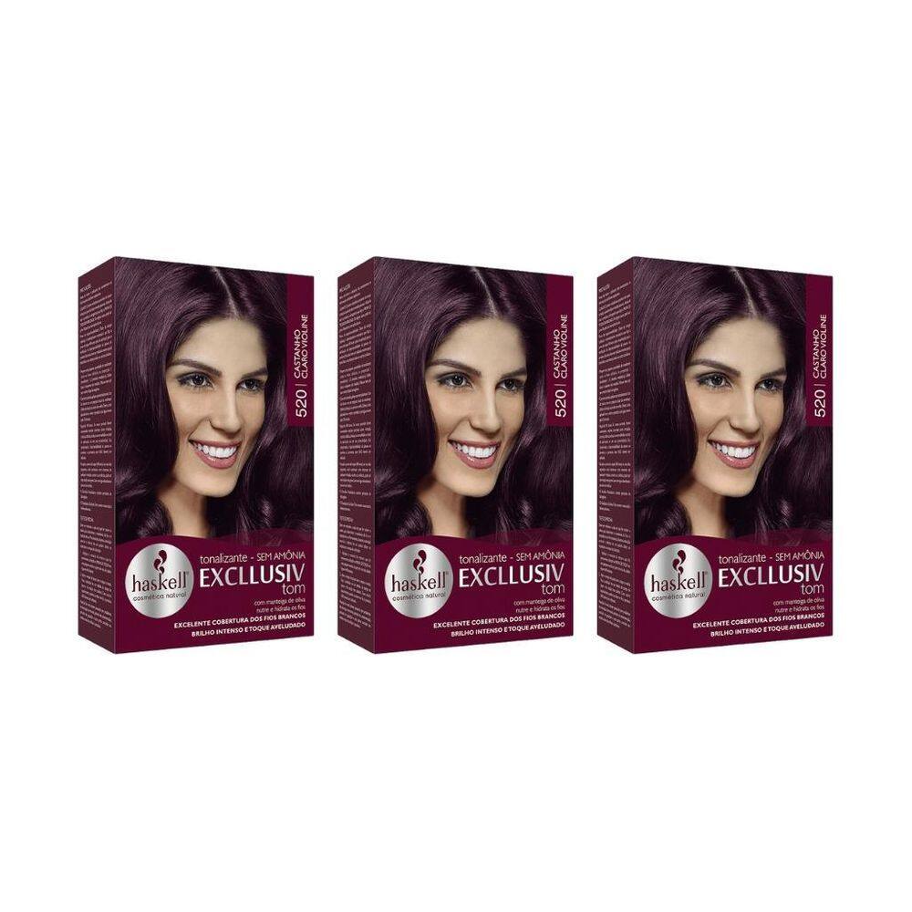 Coloraçao Haskell Ton 520 Castanho Claro Violine-Kit C/3Un