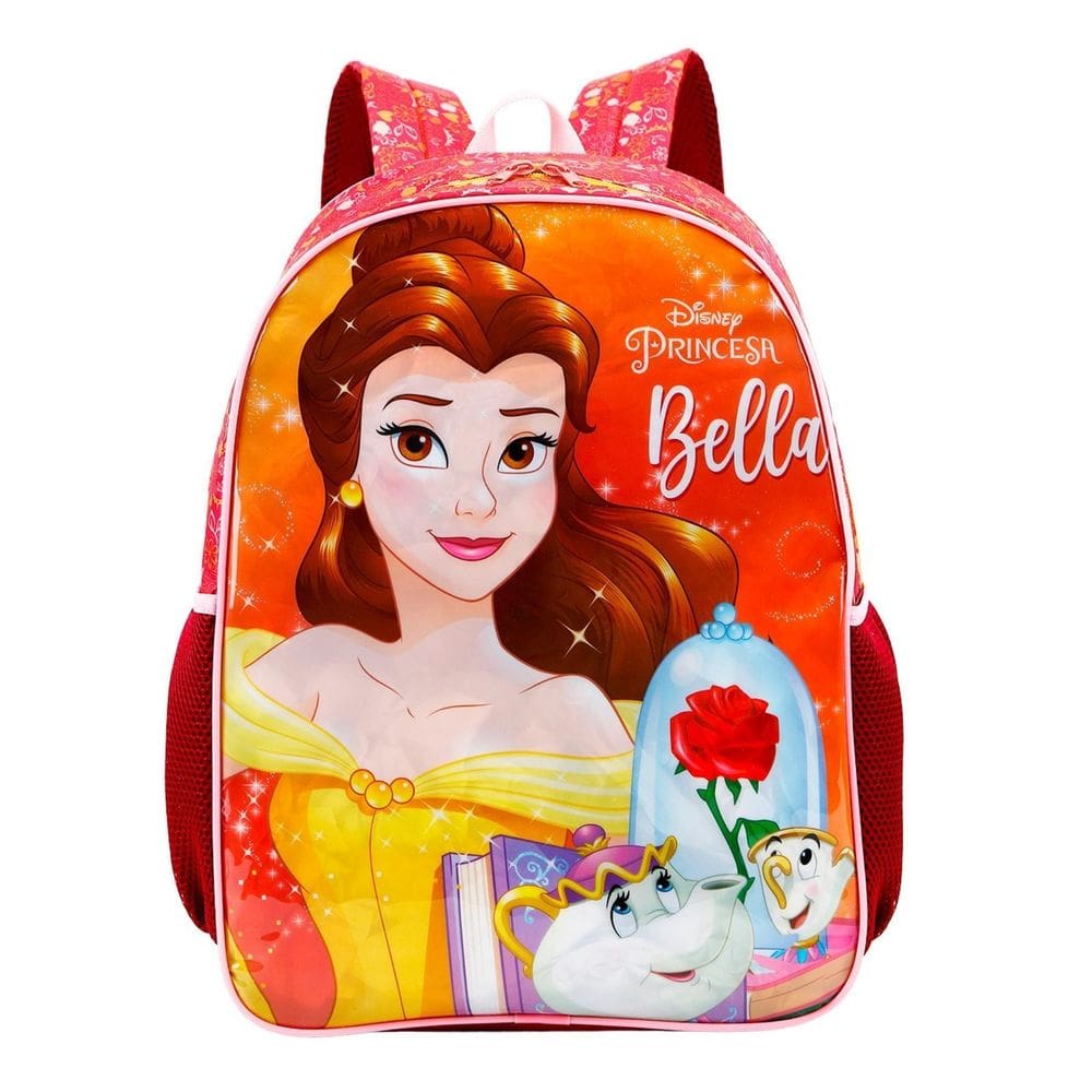 Mochila Escolar A Bela e a Fera Disney Poliéster 42x30x15 cm