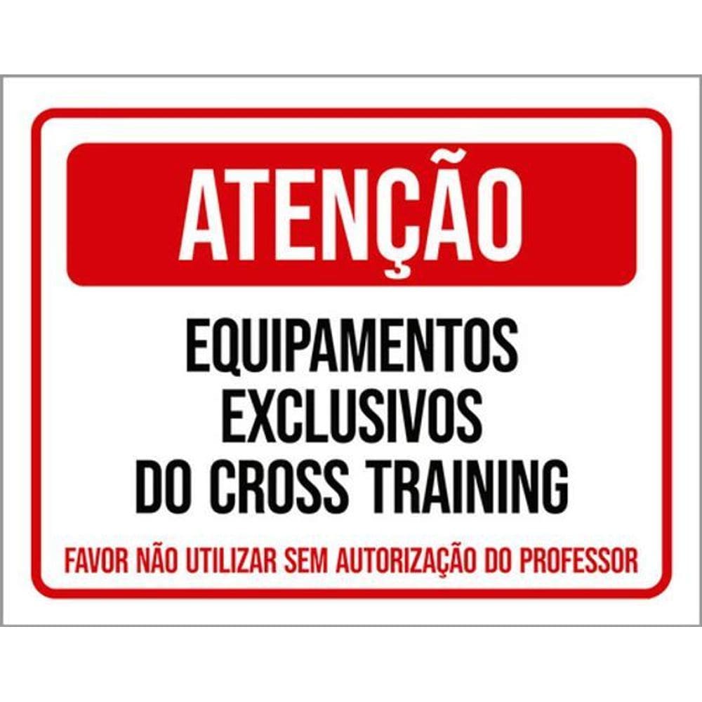 Kit 5 Placas Atenção Equipamentos Exclusivos Cross Training
