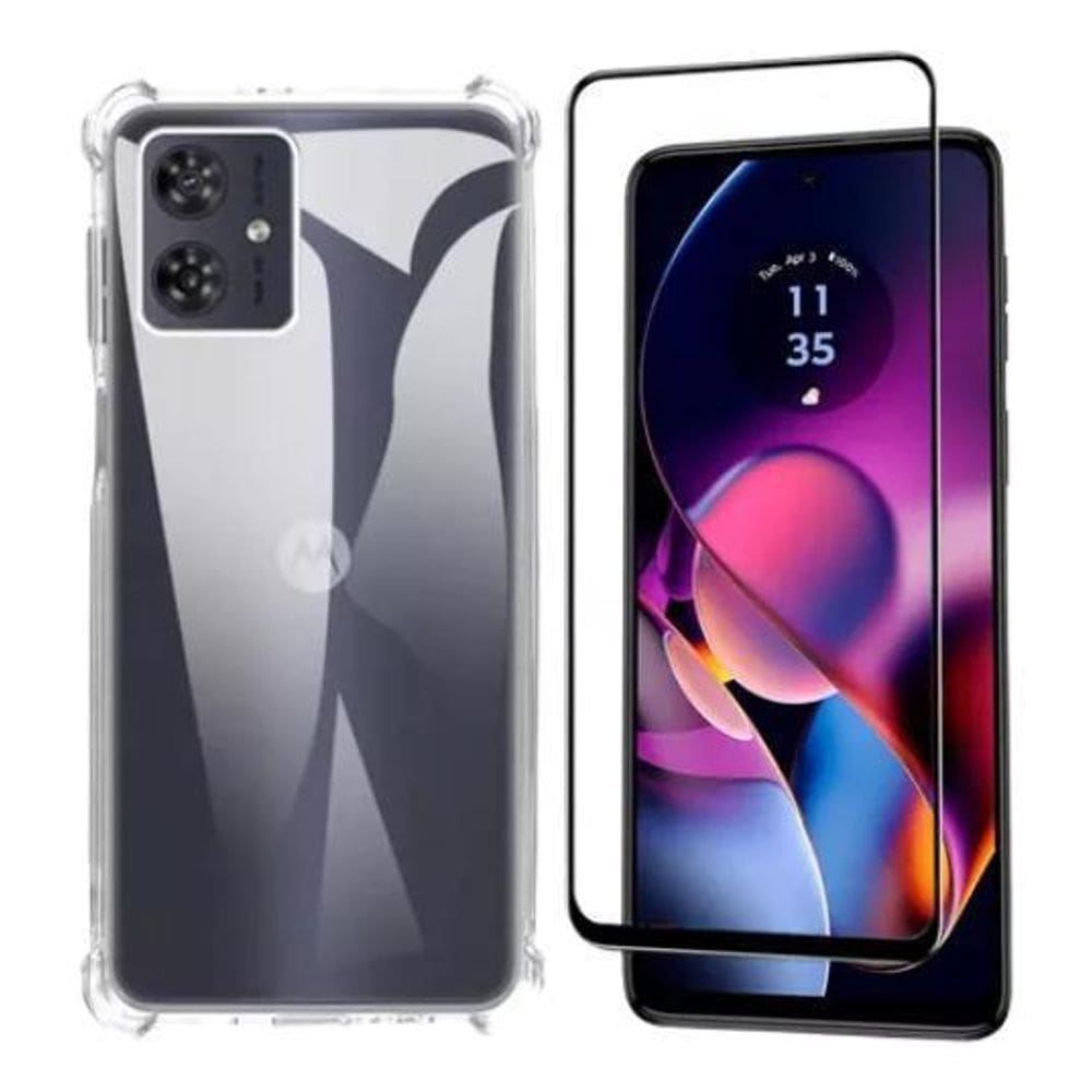 Kit Capa Transparente + Película 3D Moto G54 Lançamento