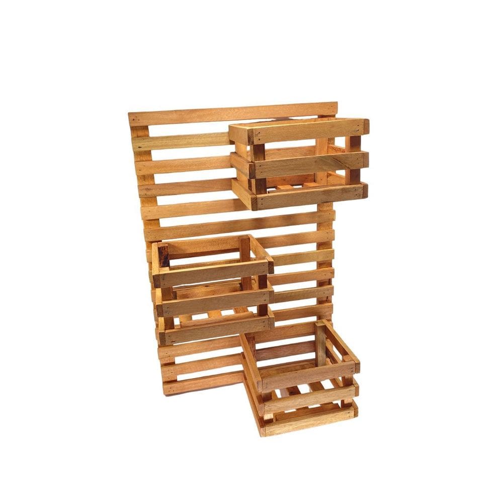 Jardim Vertical 60 X 50 Painel Madeira 3 Cachepots 16X18