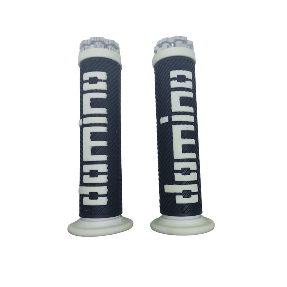 Manopla Para Moto Domino 350 - Branco Ponta Aluminio Prata