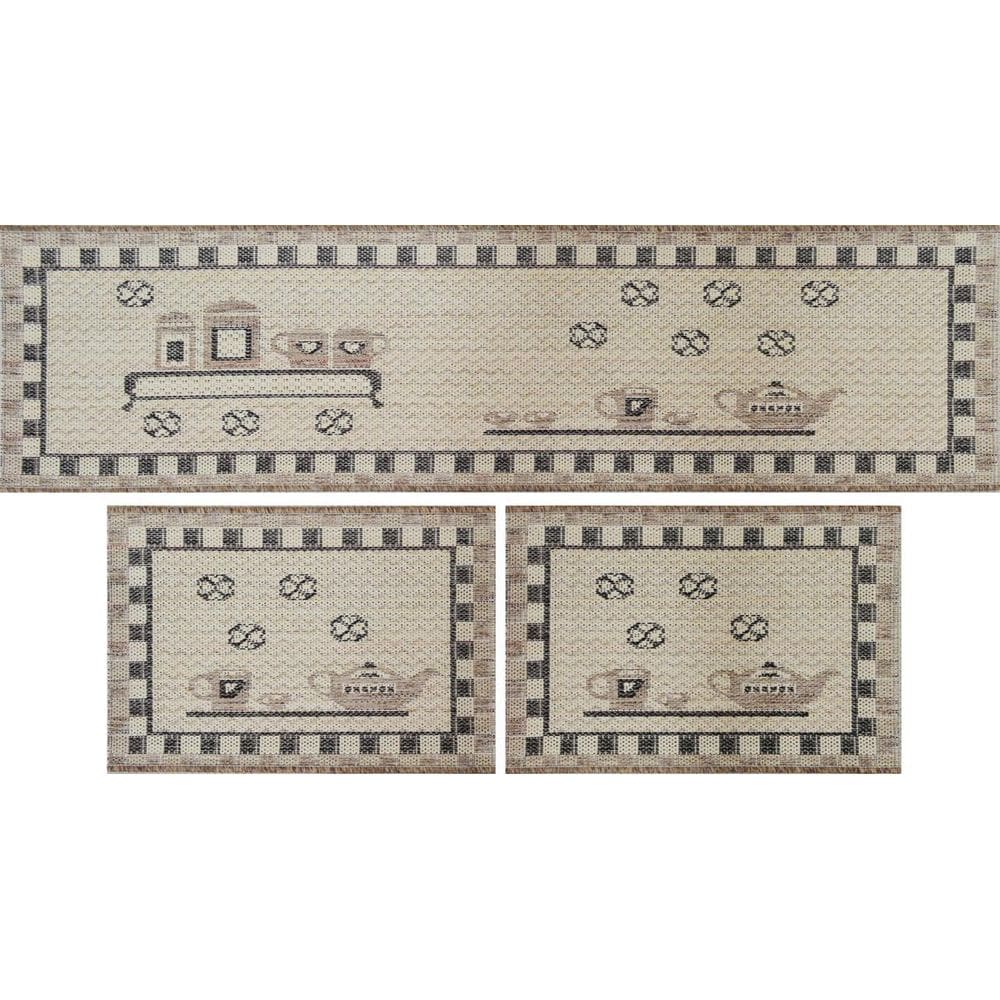 Jogo De Cozinha Rayza Sisal Look Chá Da Tarde Kit Com 3 Pçs