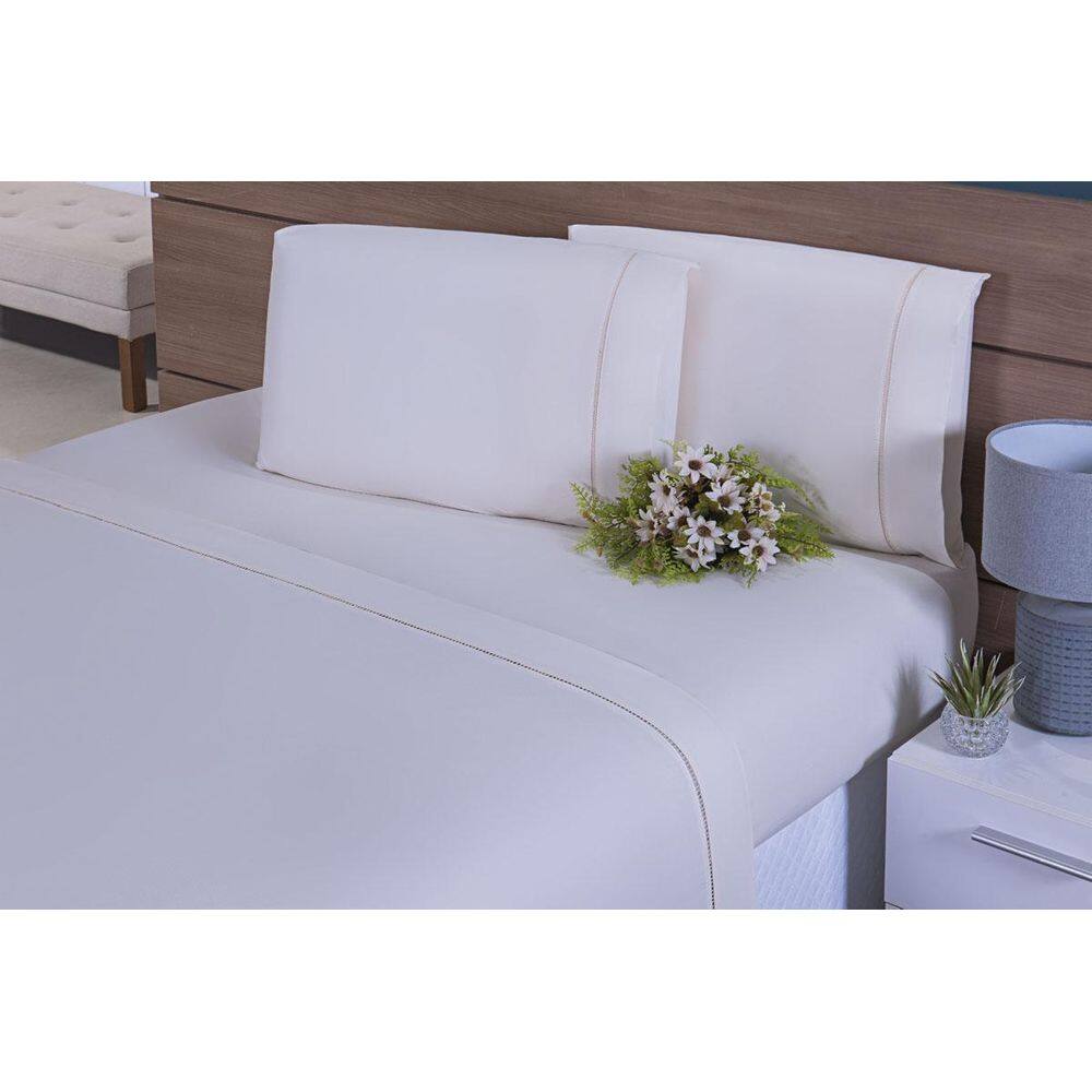 Lençol Casal 3 Peças C/Elástico Percal 100% Algodão 200 Fios