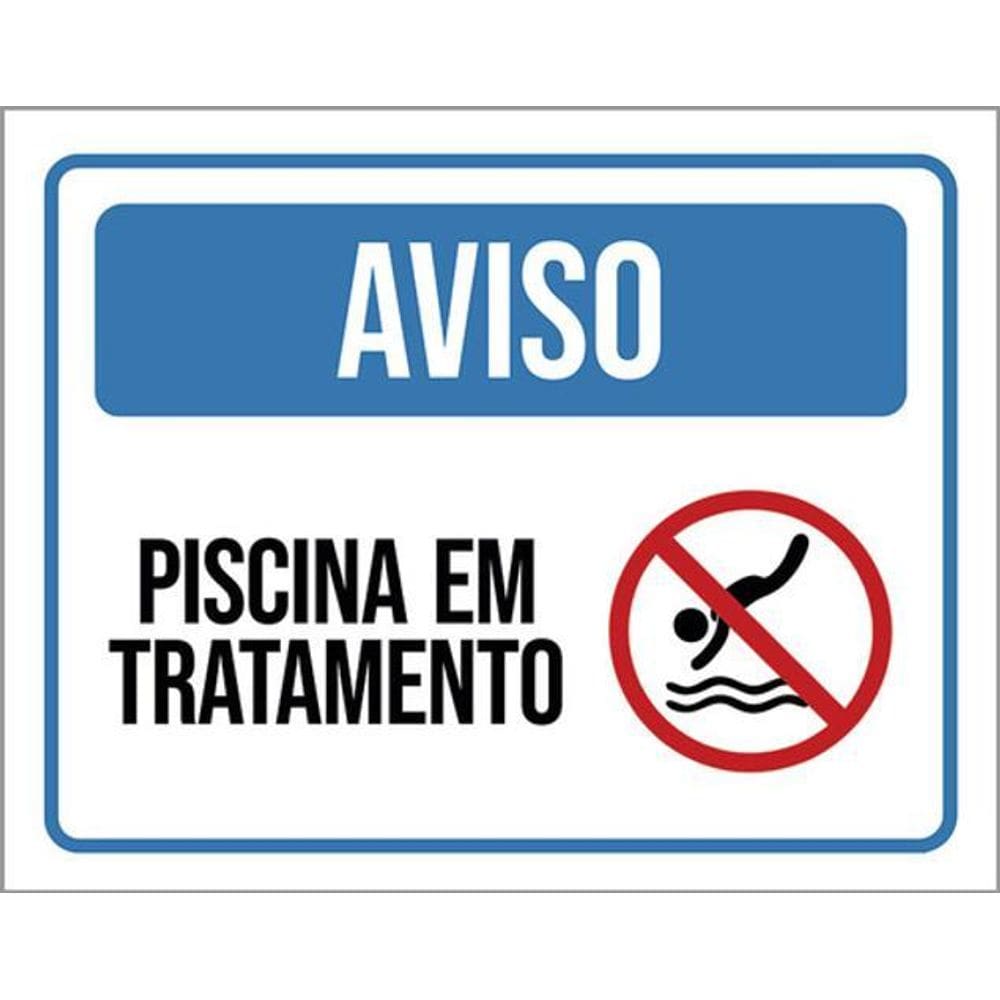 Kit 5 Placas De Sinalização Aviso Piscina Em Tratamento